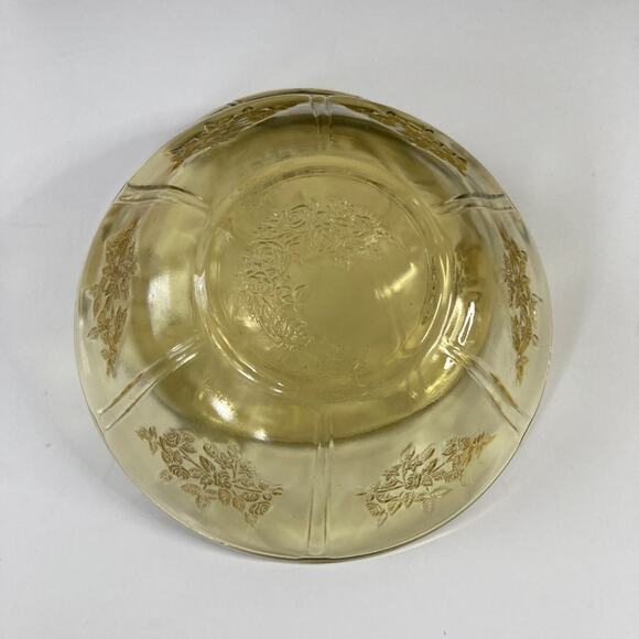 Set Of 2 VTG Anchor Hocking Amber Yellow Mayfair Cabbage Rose Serving Bowl 8.5” - Picture 6 of 6